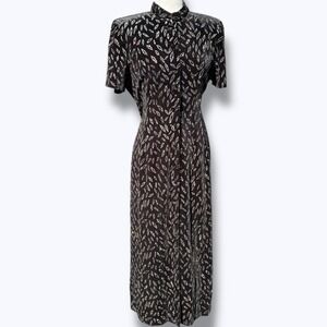 Vtg 80s 90s Another Thyme Velvet Maxi Dress Sz 14 Glitter Glam Goth Whimsygoth